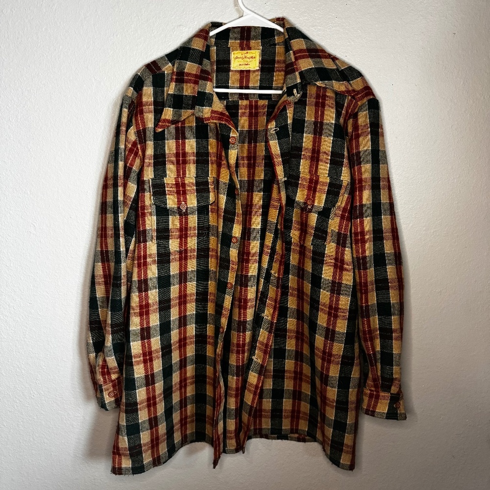 Handmade Red Green and Tan Flannel